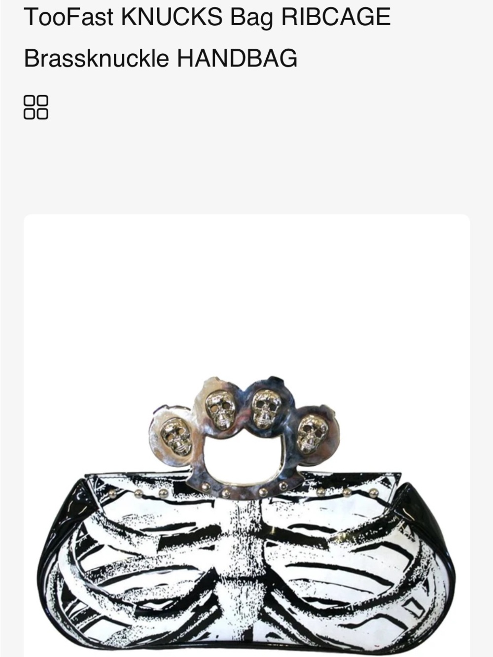 TooFast  Vintage Knucks Ribcage Clutch with Skull Hardware